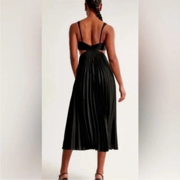 Satin Pleated Cutout Maxi Dress - Picture 2 of 5